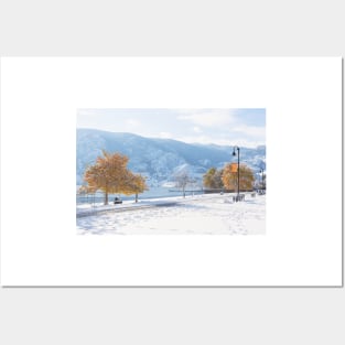 Winter Landscape Scenic View at Skaha Lake in Penticton Posters and Art